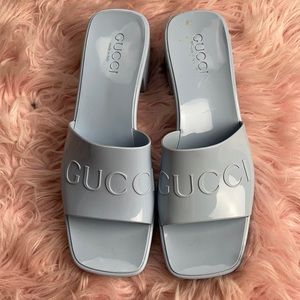 Blue Gucci pool slides